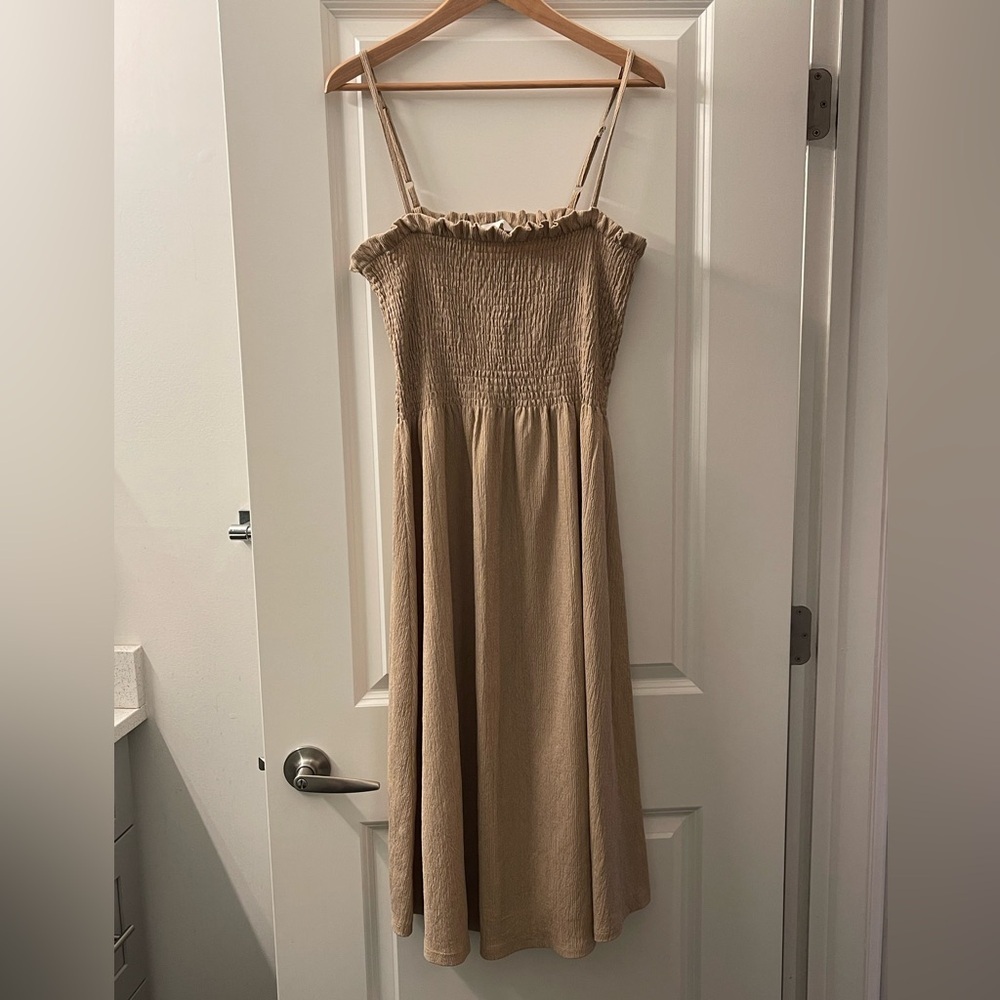H&M Beige Midi Dress with Straps